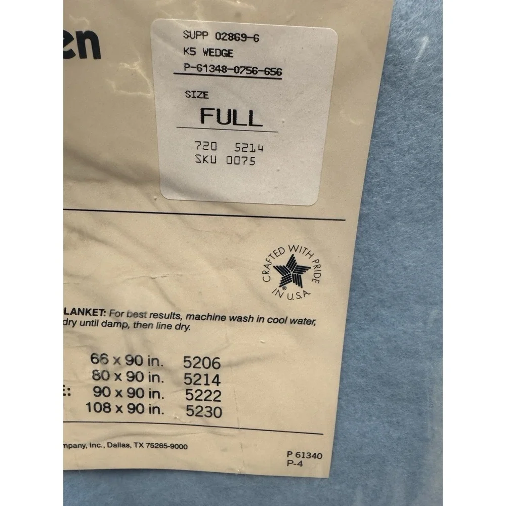 VNTG Wedgewood Loom Woven Satin Trim Full Size Winter Weight Blanket Light Blue